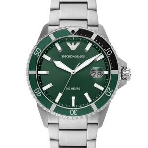 Emporio Armani Men’s Green Dial Stainless Steel Dive Watch